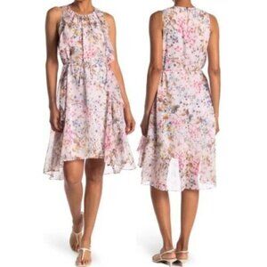 Ted Baker Jasmin Floral Ruffle Sleeveless Dress In Dusky Pink Size 4